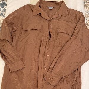 Vintage Anna And Frank Textured Silk Brown Shirt